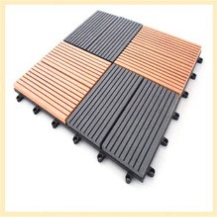WPC decking tiles in two colors
